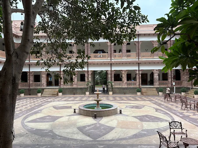 Central courtyard with fountain and seating