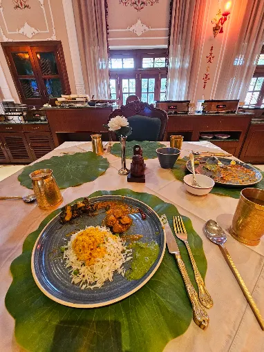 Dining table prepared for service