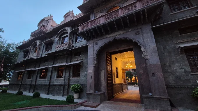 Arched heritage entrance at dusk