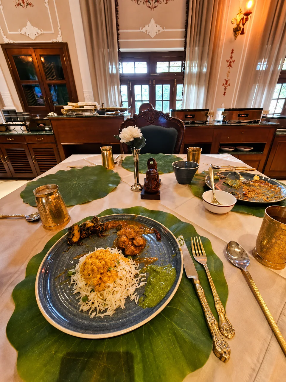 Indian dining presentation at the heritage hotel